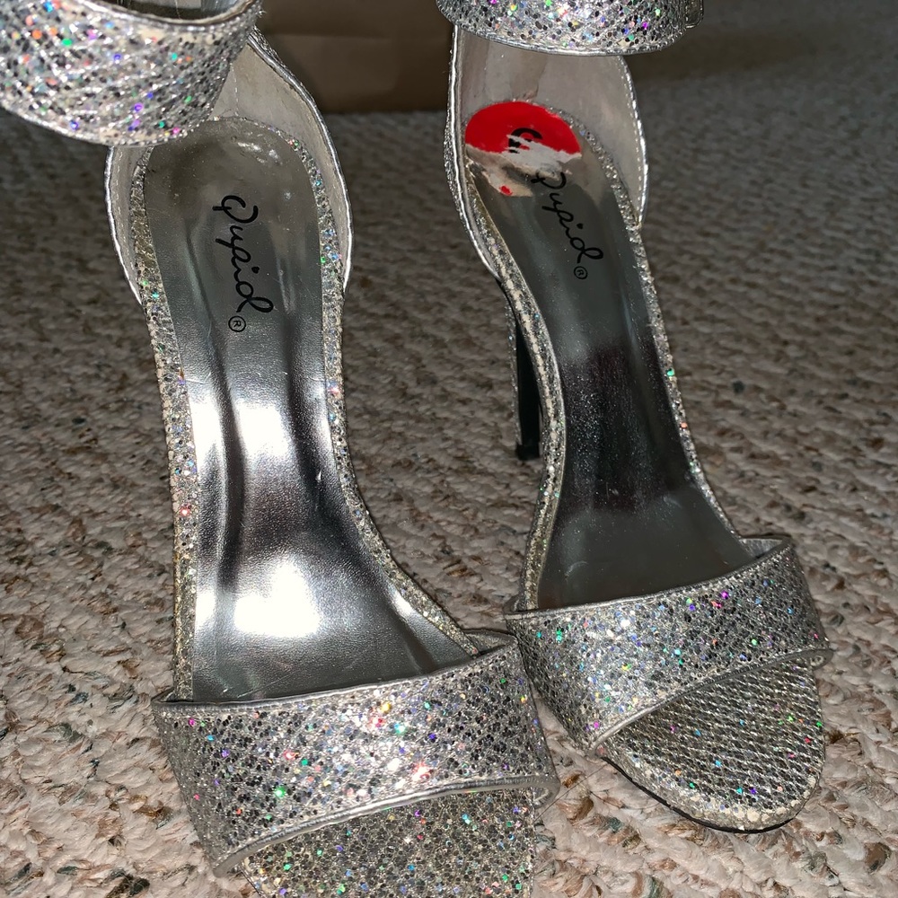 Ankle strap sparkly heels